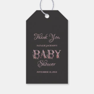 Étiquettes-cadeau Mauve rose Élégant Floral Chic Baby shower fille
