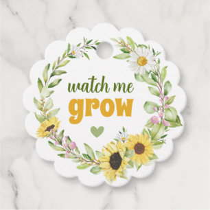 Étiquettes Cadeau Me regarder grandir Baby shower de tournesol Plant