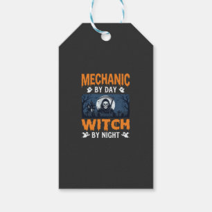 Étiquettes-cadeau Mécanicien Halloween de jour Sorcière de nuit