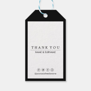 Étiquettes-cadeau Médias sociaux minimalistes classiques Luxe noir e