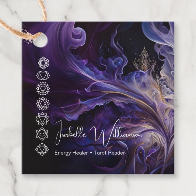 Étiquettes Cadeau Méditation mystique de l'Améthyste Chakras Reiki Y (Devant)