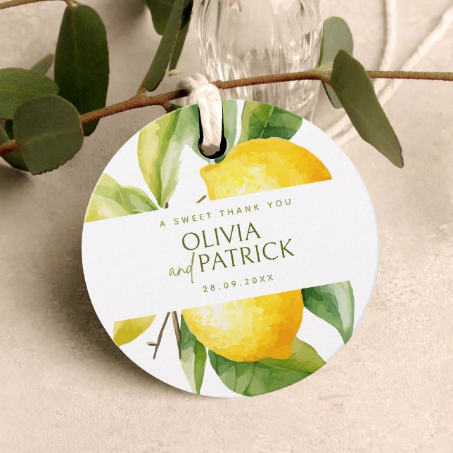 Étiquettes Cadeau Mediterranean Italy Greece Lemon Vibrant Wedding (Créateur téléchargé)