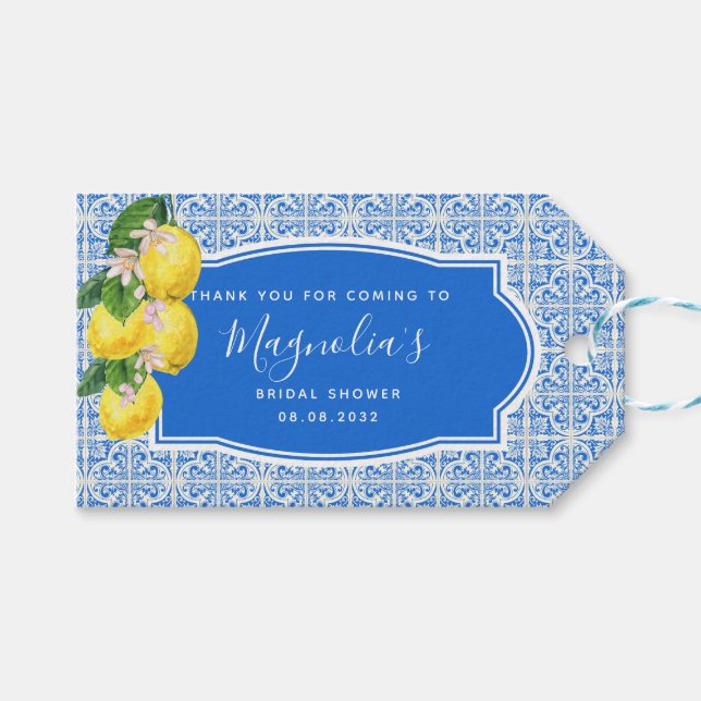 Étiquettes-cadeau Mediterranean Lemon Mariage Shower (Devant (Horizontal))