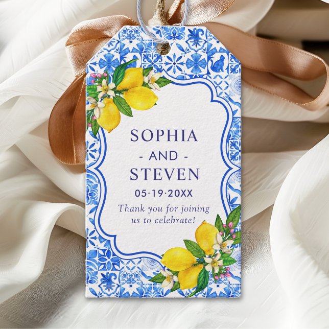 Étiquettes-cadeau Mediterranean Tiles Summer Wedding (Créateur téléchargé)