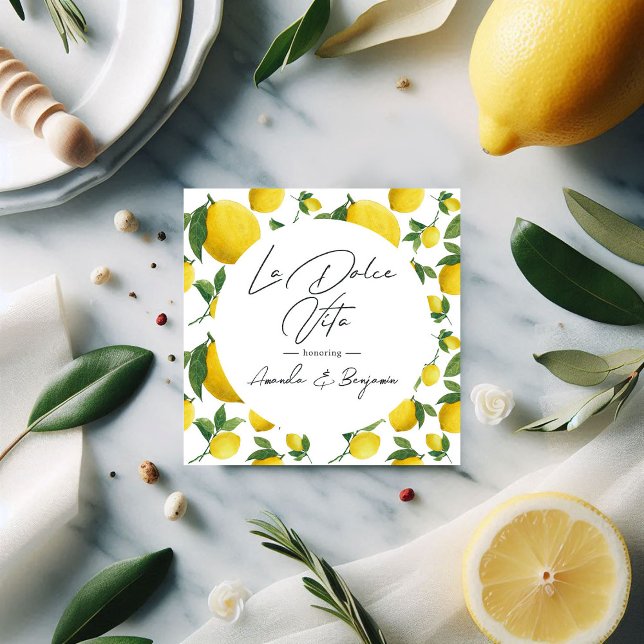 Étiquettes Cadeau Méditerranée La Dolce Vita Lemon Mariage à thème (Mediterranean La Dolce Vita Lemon-Themed Wedding Favor Tags)