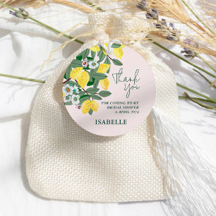 Étiquettes Cadeau Méditerranéen Italien Rose Lemon Bridal Shower