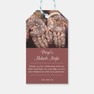 Étiquettes-cadeau Mehndi (henné) Merci de nuit Tags cadeaux