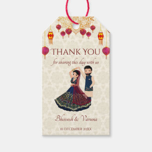 Étiquettes-cadeau Mehndi & sangeet manadala et couple indien mignon