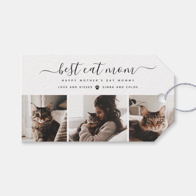 Étiquettes-cadeau Meilleur Chat Maman : Custom Mother's Day Photo de (Devant (Horizontal))