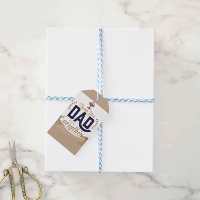 Étiquettes-cadeau Meilleur Papa – Conception Merci (Avec de laficelle)