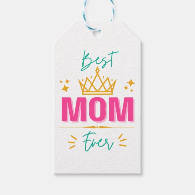 Étiquettes-cadeau Meilleure maman jamais avec la couronne - Cadeau r (Devant)