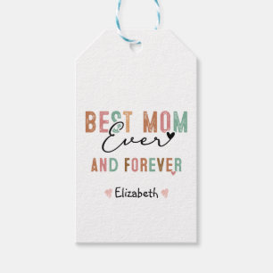 Étiquettes-cadeau Meilleure Maman Jamais Script Rétro Maman Groovy