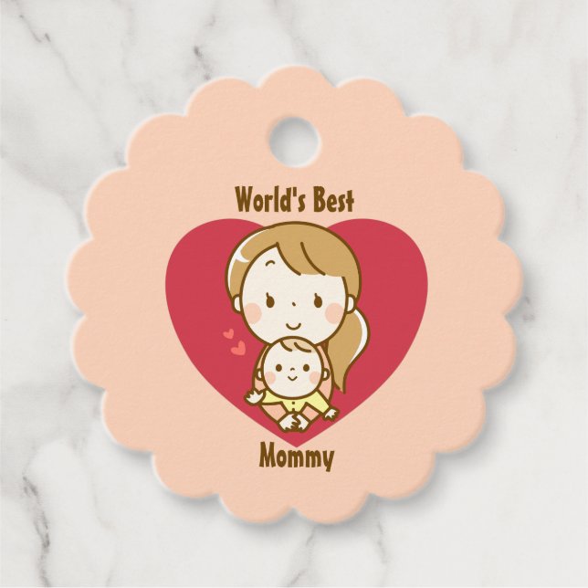 Étiquettes Cadeau Meilleure maman mignonne Fête des Mères Kawaii Car (Devant)