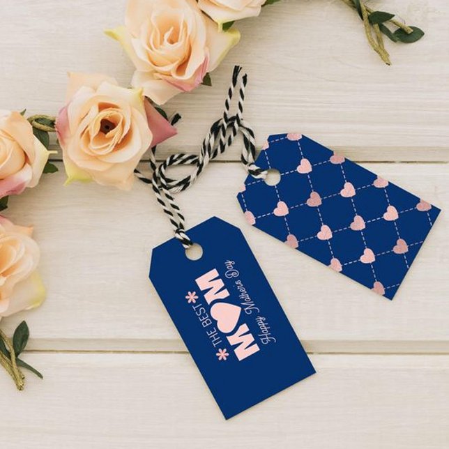 Étiquettes-cadeau Meilleure maman Pink Heart Appréciation Motif (Créateur téléchargé)