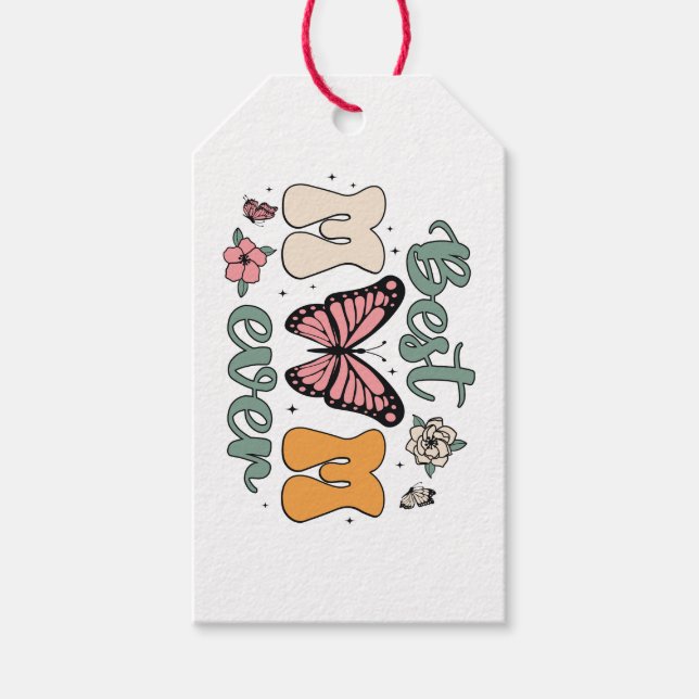 Étiquettes-cadeau Meilleure maman qui soit avec papillon (Devant)