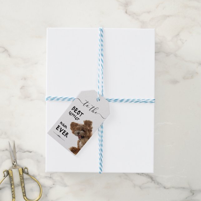 Étiquettes-cadeau Meilleure maman terrier jamais (Avec de laficelle)