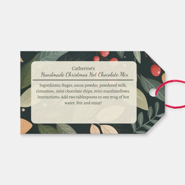 Étiquettes-cadeau Mélange de Chocolat Chaud de Noël aux Baies et Feu (Devant (Horizontal))