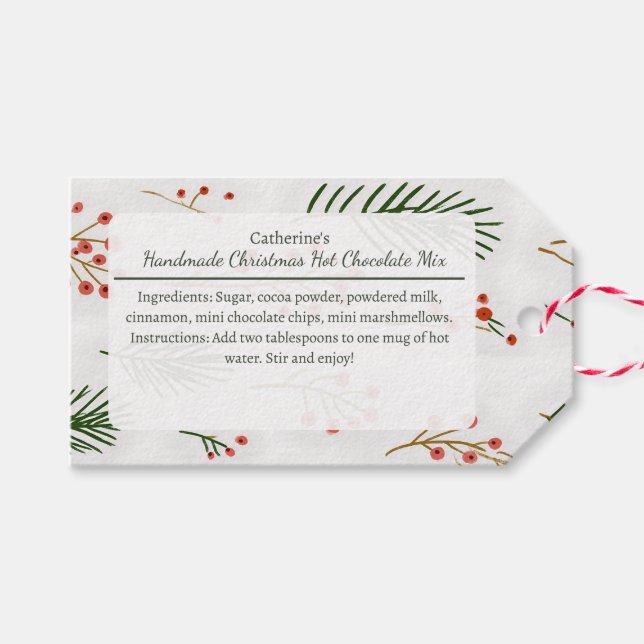 Étiquettes-cadeau Mélange de Chocolat Chaud de Noël aux Branches et  (Devant (Horizontal))