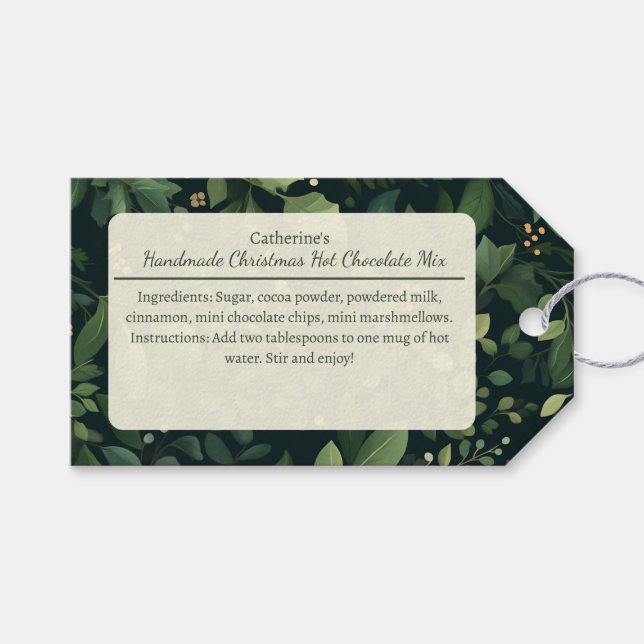 Étiquettes-cadeau Mélange de Chocolat Chaud de Noël aux Verdures d'H (Devant (Horizontal))