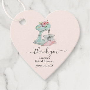 Étiquettes Cadeau Mélangeur à gâteau rose Mariage Cœur Merci 