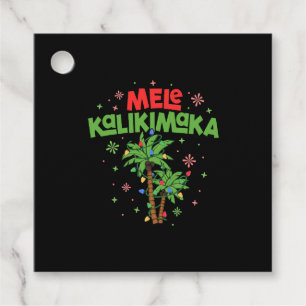 Étiquettes Cadeau Mele Kalikimaka Hawaiian Christmas Palm Tree Light