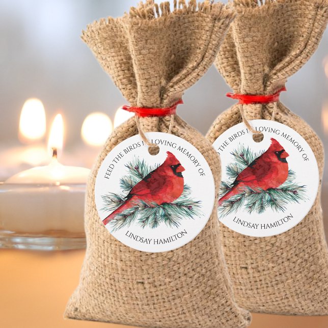 Étiquettes Cadeau Mémorial Cardinal Pine Photo NOURRIR LES OISEAUX (Créateur téléchargé)