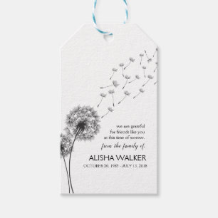 Étiquettes-cadeau Mémorial Minimalisme Botaniques Fleur Dandelion