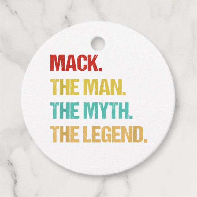 Étiquettes Cadeau Mens Mack The Man The Myth The Legend (Devant)