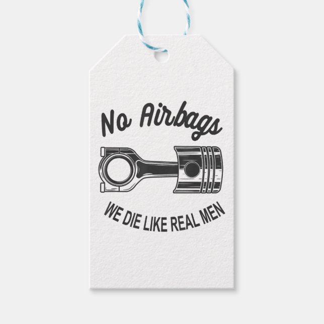 Étiquettes-cadeau Mens Speed Racing Sports Car No Airbags - We Die L (Devant)