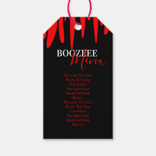 Étiquettes-cadeau Menu des boissons Sang de Vampire pour la fête d'H