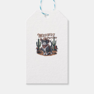 Étiquettes-cadeau Meowdy Partner Cowboy Chat Vintage