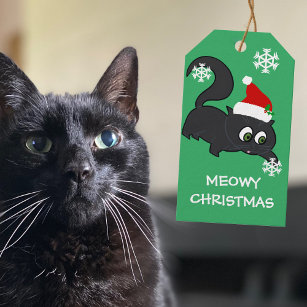 Etiquettes cadeaux de Noël, chat Père Noël, Tribu de chats