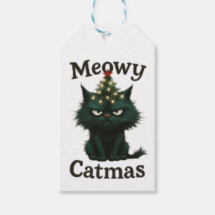 Étiquettes-cadeau Meowy Catmas Chat lunatique