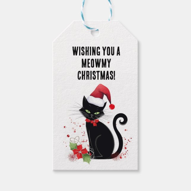 Étiquettes-cadeau Meowy Christmas ! (Devant)