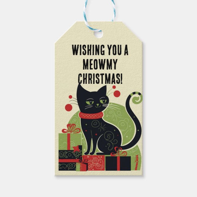 Étiquettes-cadeau Meowy Christmas ! (Devant)