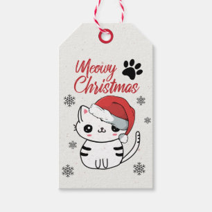 Étiquettes-cadeau Meowy Christmas Cute Cat