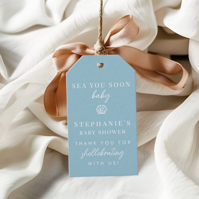 Étiquettes-cadeau Mer Bleue Dusty Vous Bientôt Merci Baby shower (Créateur téléchargé)