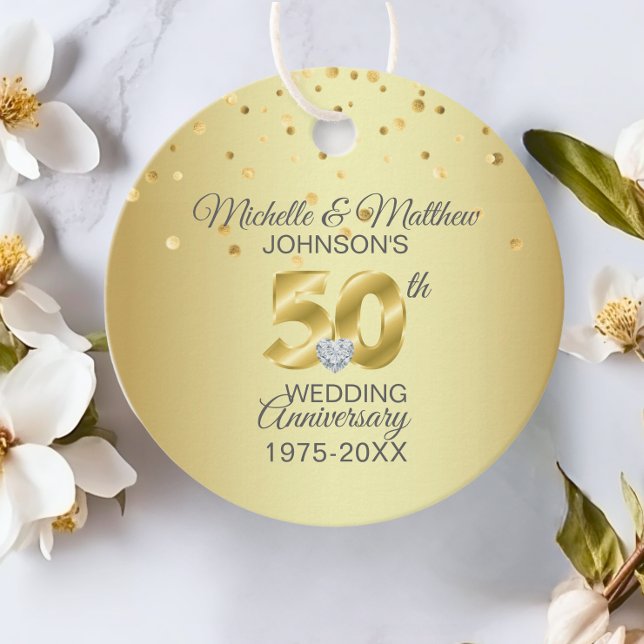 Étiquettes Cadeau Merci 50e année Mariage d'or (Thank You 50th Year Golden Wedding Anniversary Favor Tags)