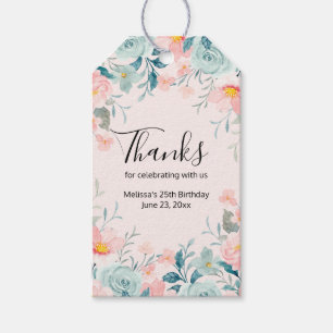 Étiquettes-cadeau Merci à la frontière rose et verte