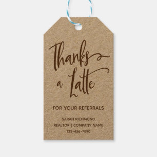 Étiquettes-cadeau Merci à Latte Commercialisation de l'immobilier