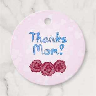 Étiquettes Cadeau Merci à Maman avec Carnation Flower pour la fête d