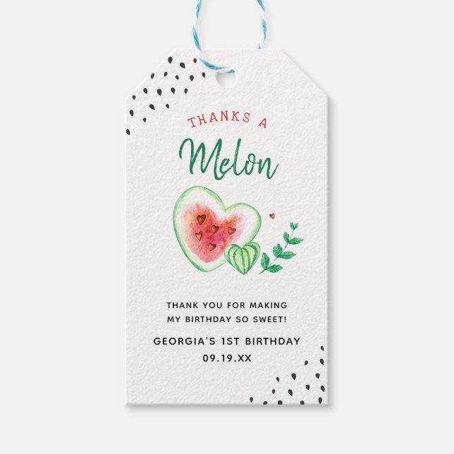 Étiquettes-cadeau Merci A Melon | Merci Anniversaire Pastèque (Devant)