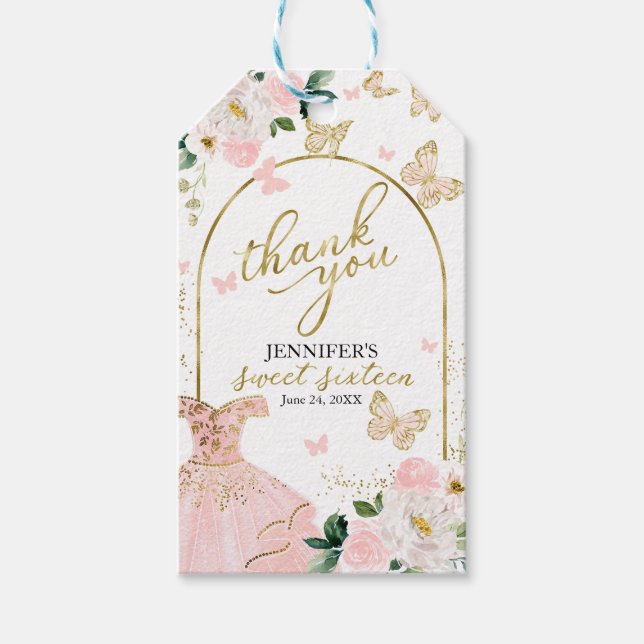 Étiquettes-cadeau Merci à papillon flou doux 16 (Devant)