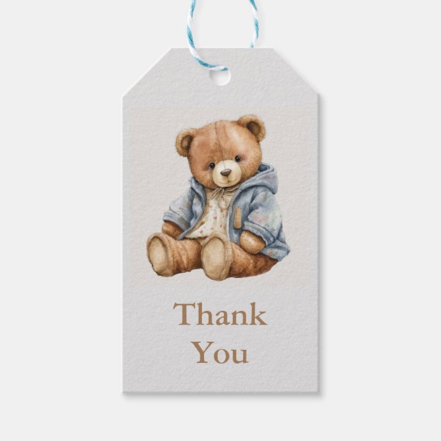 Étiquettes-cadeau Merci à votre joli ours Cartoon Anniversaire Allem (Devant)