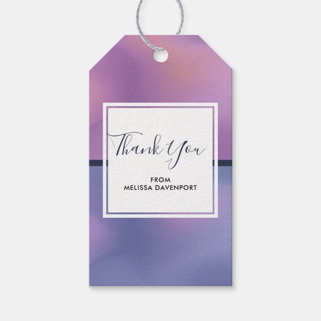 Étiquettes-cadeau Merci Abstrait moderne violet et rose (Devant)