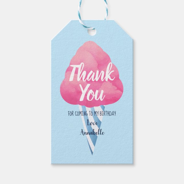 Étiquettes-cadeau Merci Anniversaire de enfant Cotton Candy (Devant)