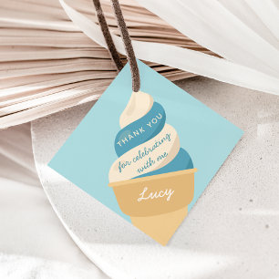 Étiquettes Cadeau Merci Anniversaire de enfant de crème glacée bleue