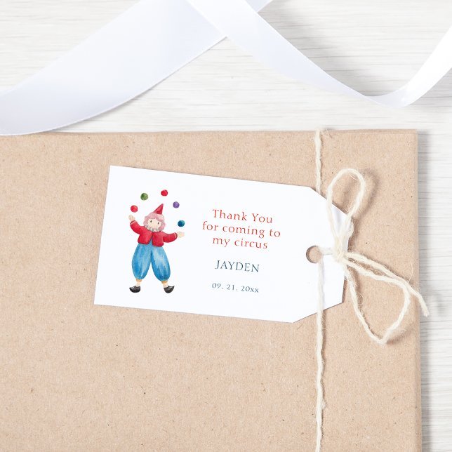 Étiquettes-cadeau Merci Anniversaire de enfant du cirque mignon (Créateur téléchargé)