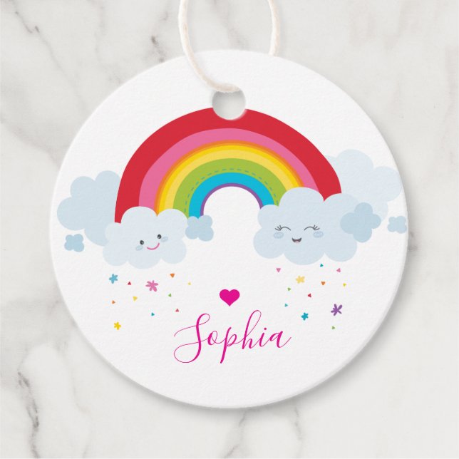 Étiquettes Cadeau MERCI arc-en-ciel lettres jolies couleurs vives (Devant)