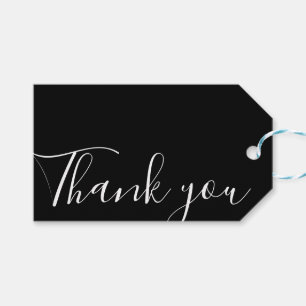 Étiquettes-cadeau Merci artisanal minimaliste moderne noir & blanc
